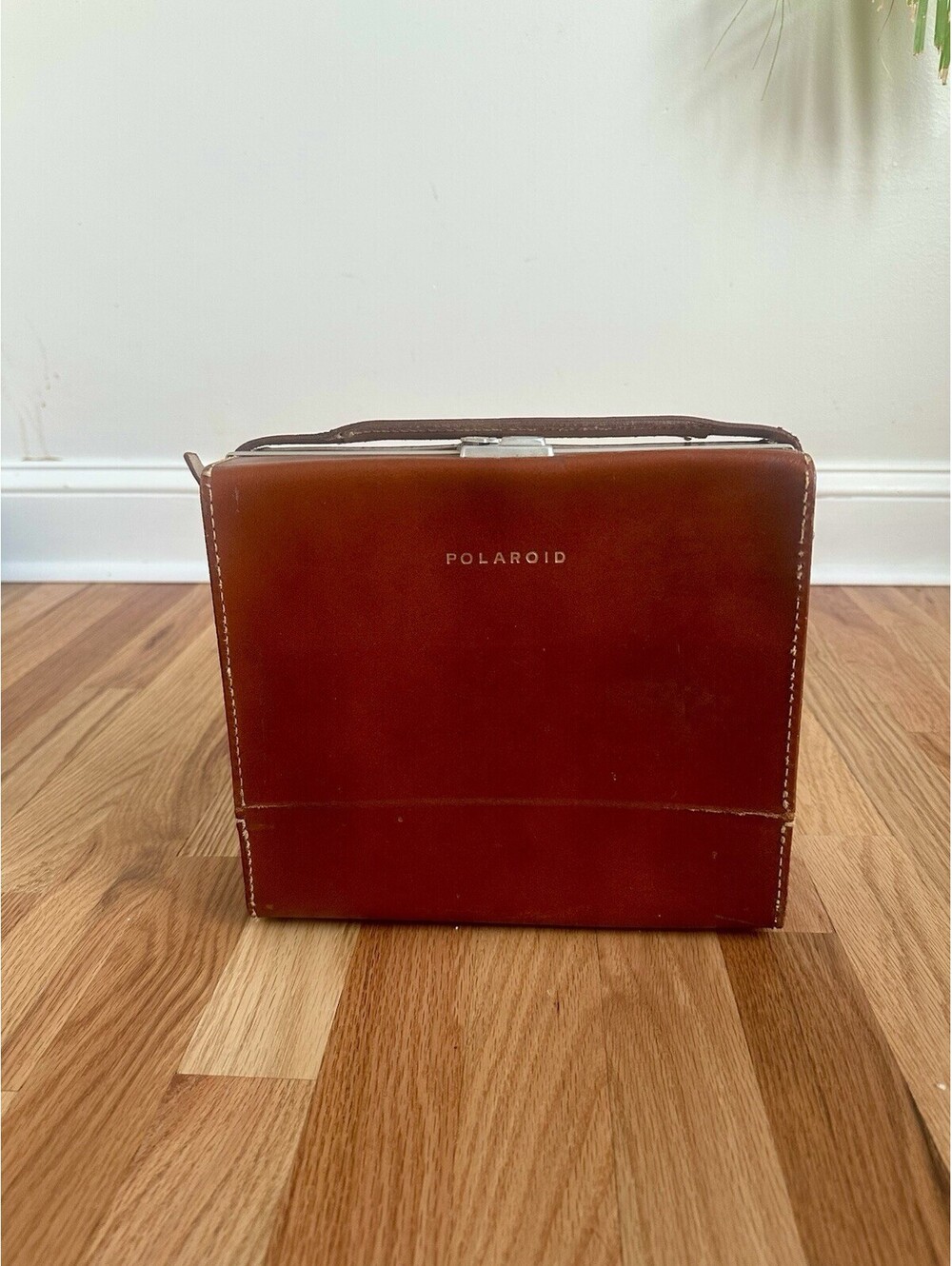 Vintage Polaroid Camera Case Brown Leather Hard Case Photography Decor 9x10
